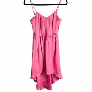 Aritzia Talula Pink Satin Feel Hilo High Low Spaghetti Strap Dress Size 2